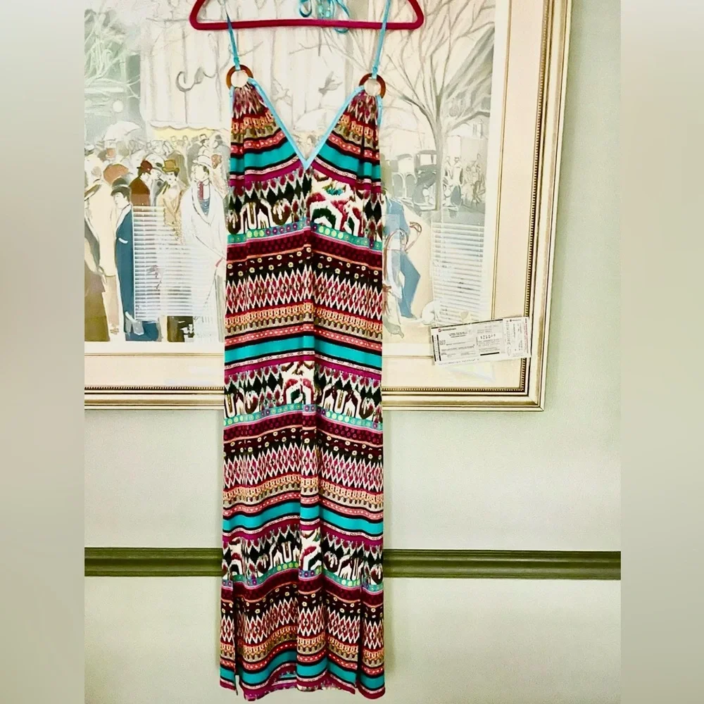 Halter Print Midi Dress Size- 4-8 - Picture 7 of 9